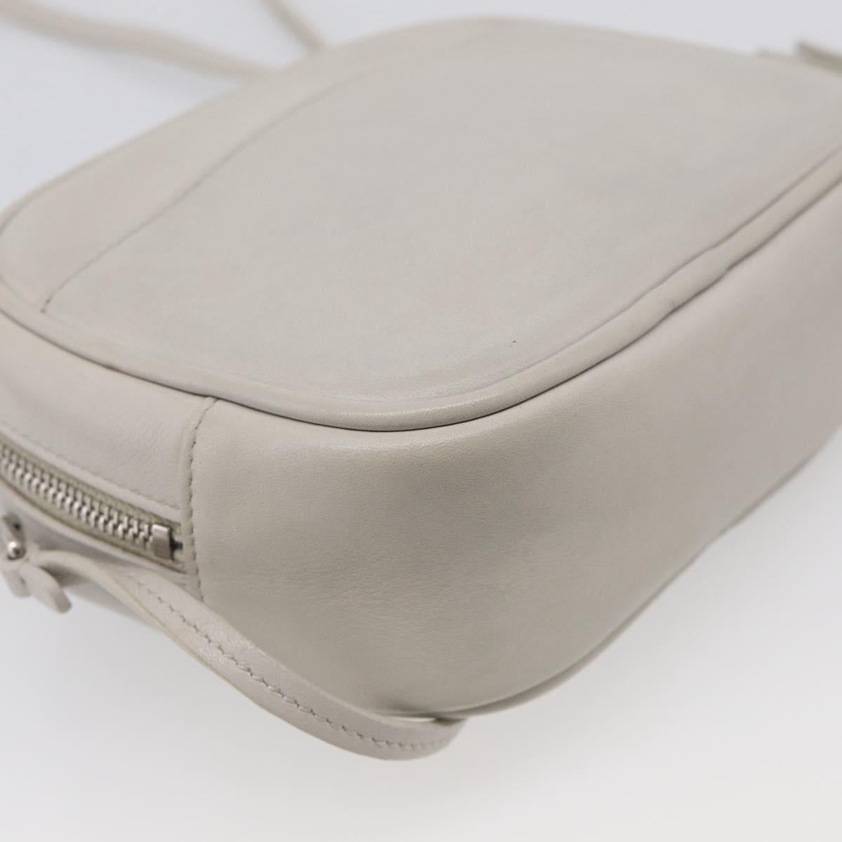 Saint Laurent Blogger Shoulder Bag Leather Ivory Silver Auth 214899V