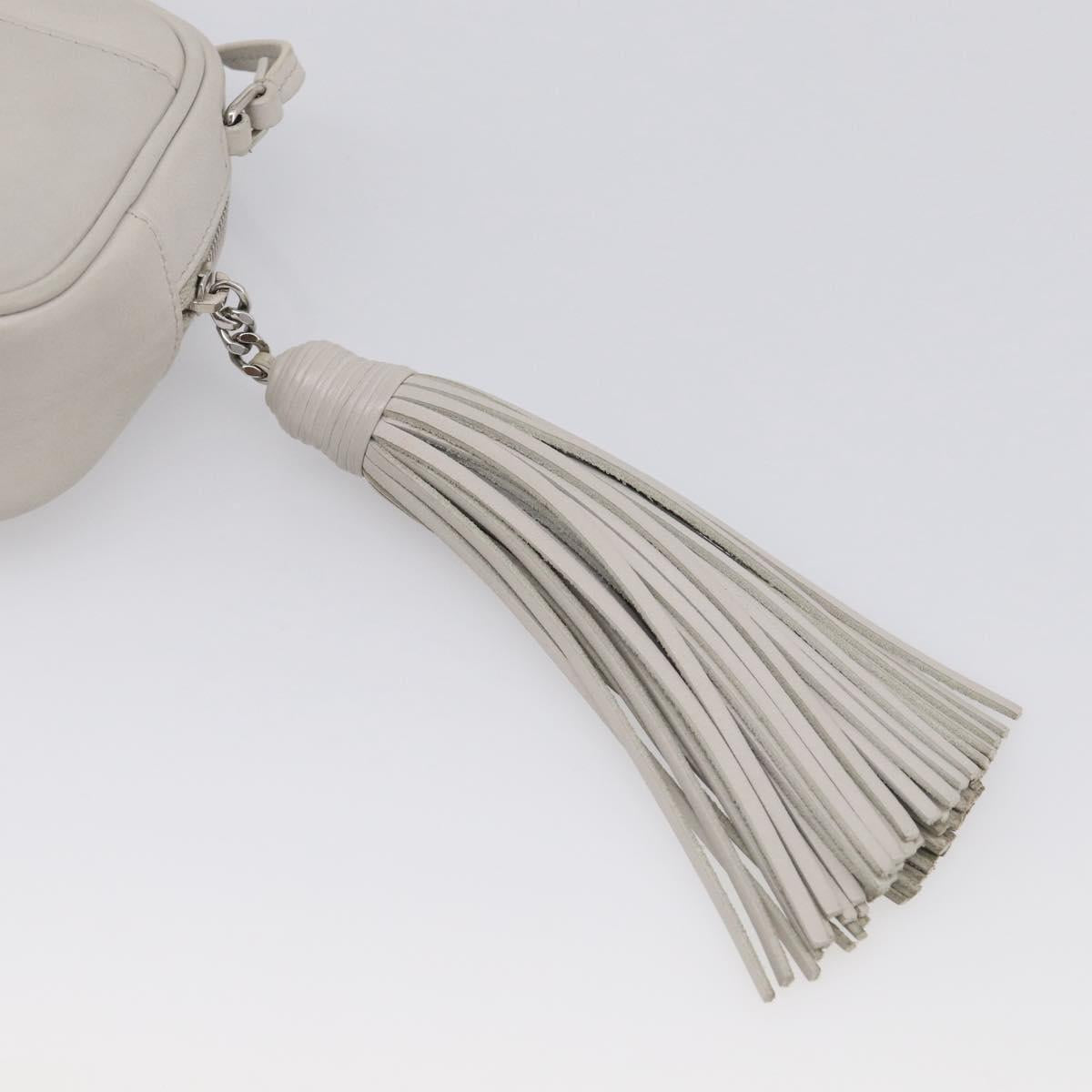 Saint Laurent Blogger Shoulder Bag Leather Ivory Silver Auth 214899V
