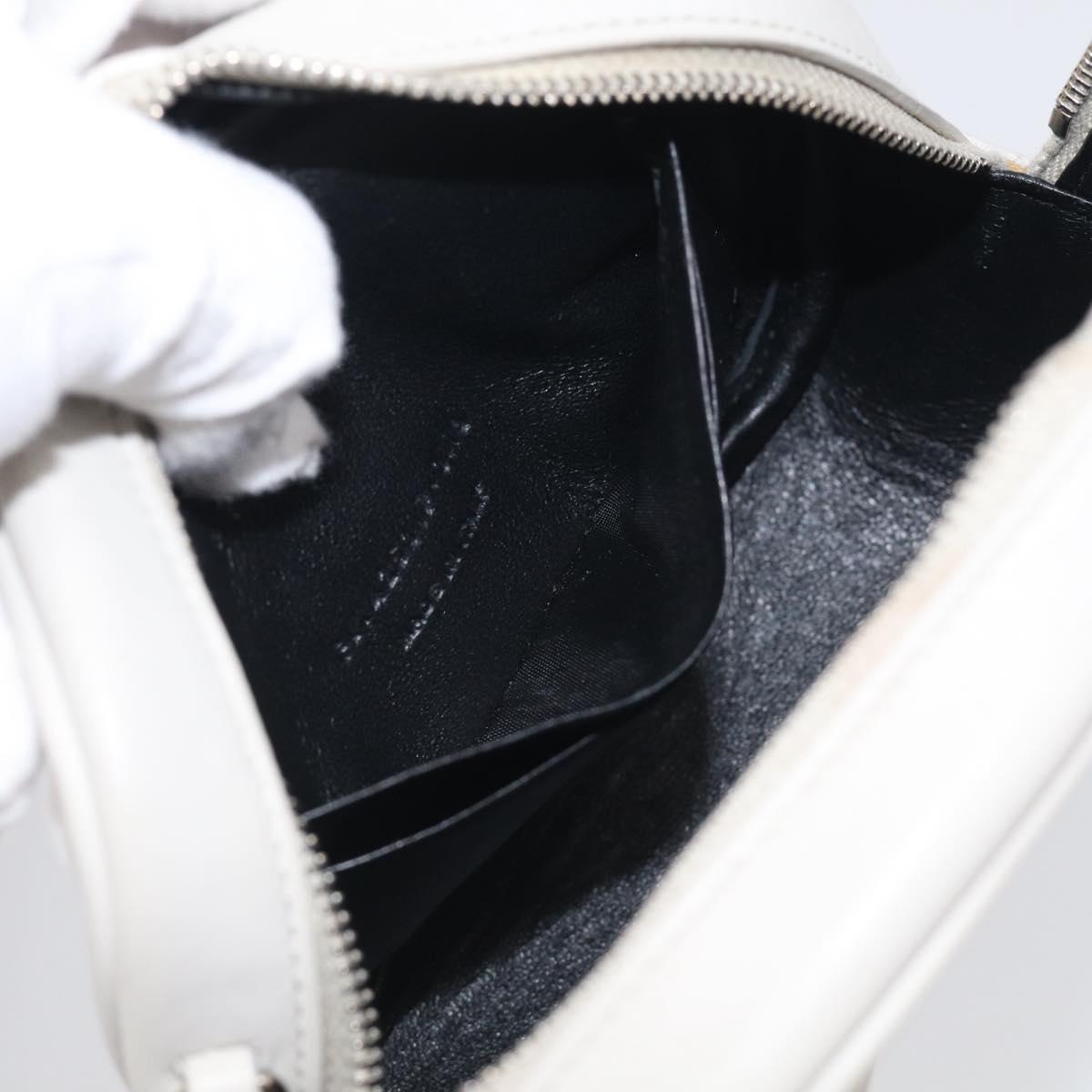 Saint Laurent Blogger Shoulder Bag Leather Ivory Silver Auth 214899V