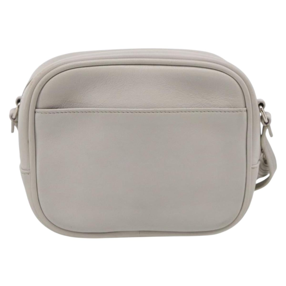 Saint Laurent Blogger Shoulder Bag Leather Ivory Silver Auth 214899V