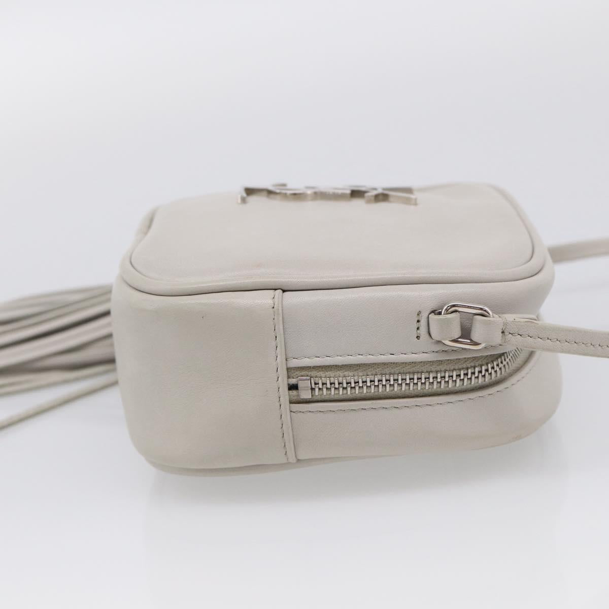 Saint Laurent Blogger Shoulder Bag Leather Ivory Silver Auth 214899V