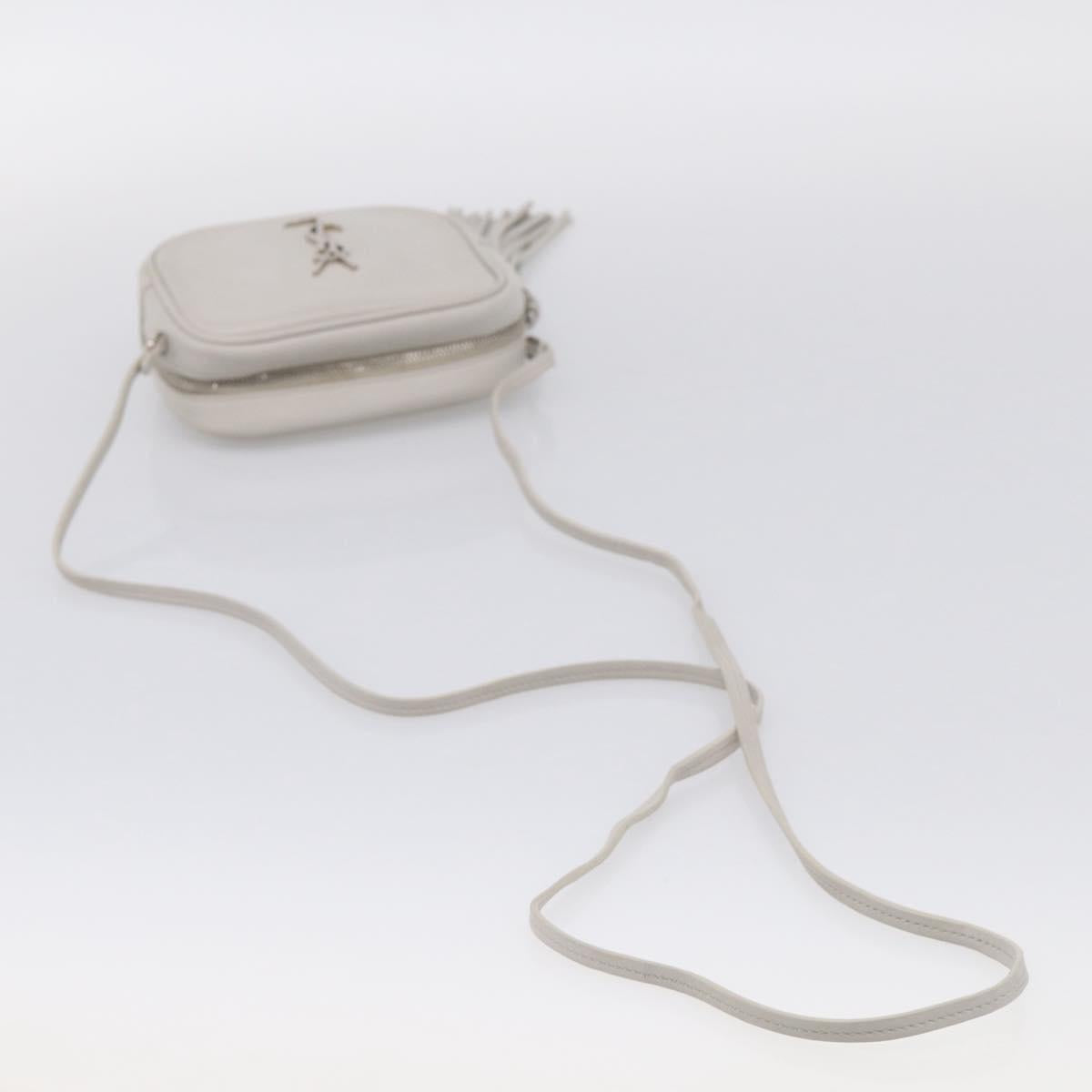 Saint Laurent Blogger Shoulder Bag Leather Ivory Silver Auth 214899V