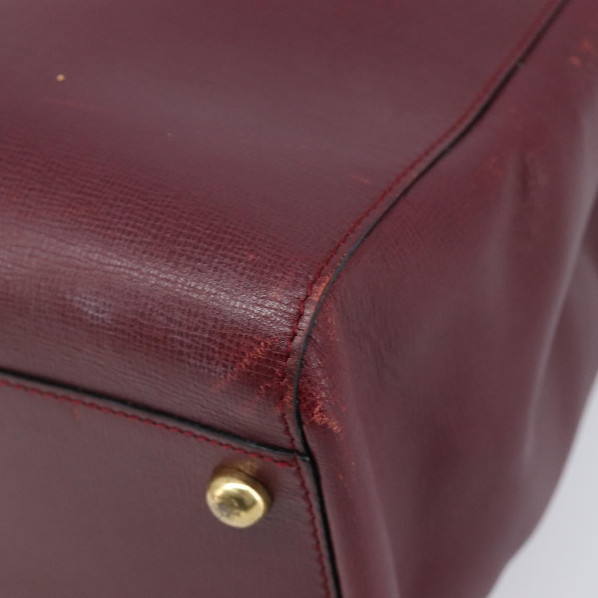 Cartier Must Line Tote Bag Leather Bordeaux Gold Auth 214910A