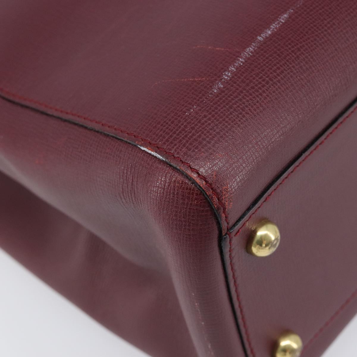 Cartier Must Line Tote Bag Leather Bordeaux Gold Auth 214910A