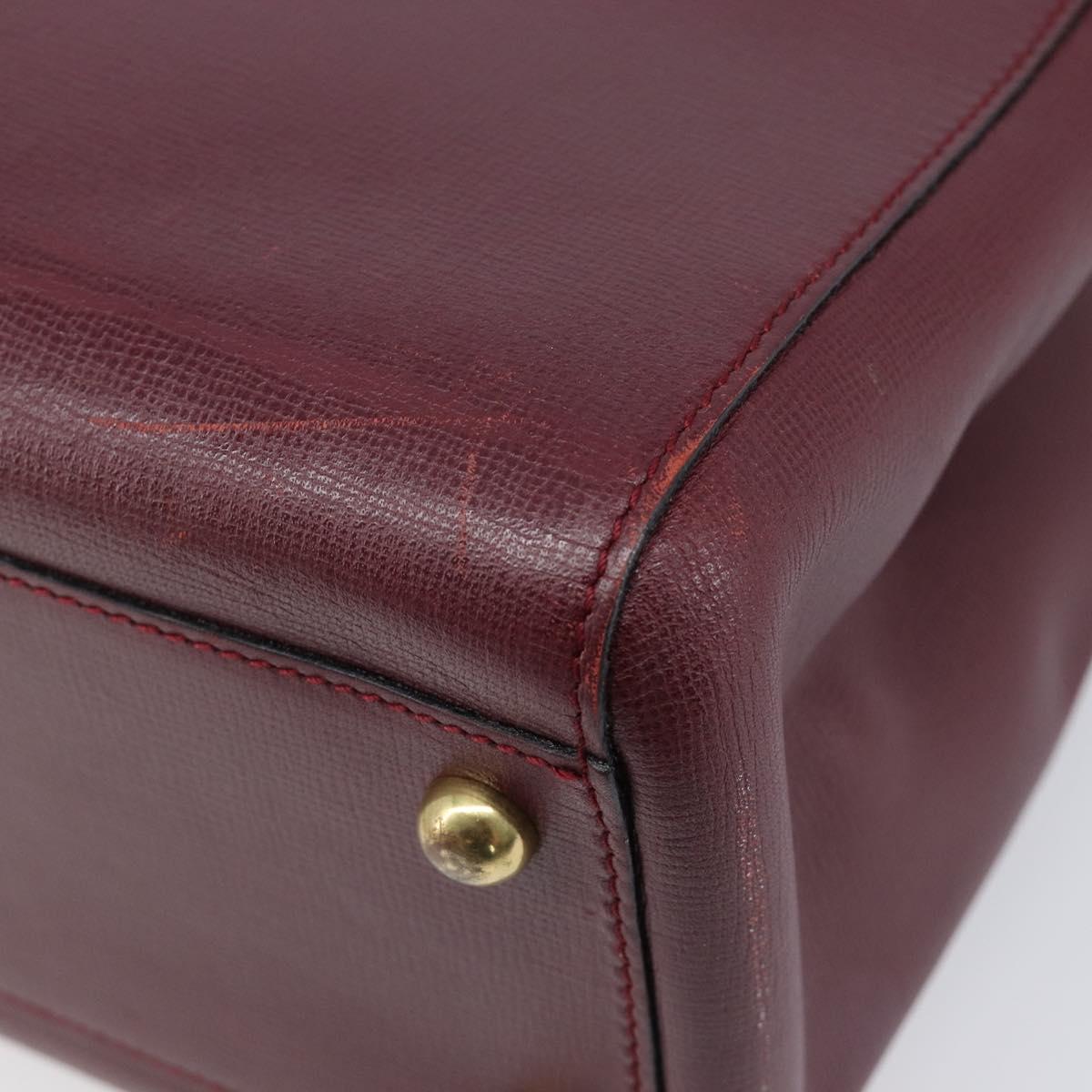 Cartier Must Line Tote Bag Leather Bordeaux Gold Auth 214910A