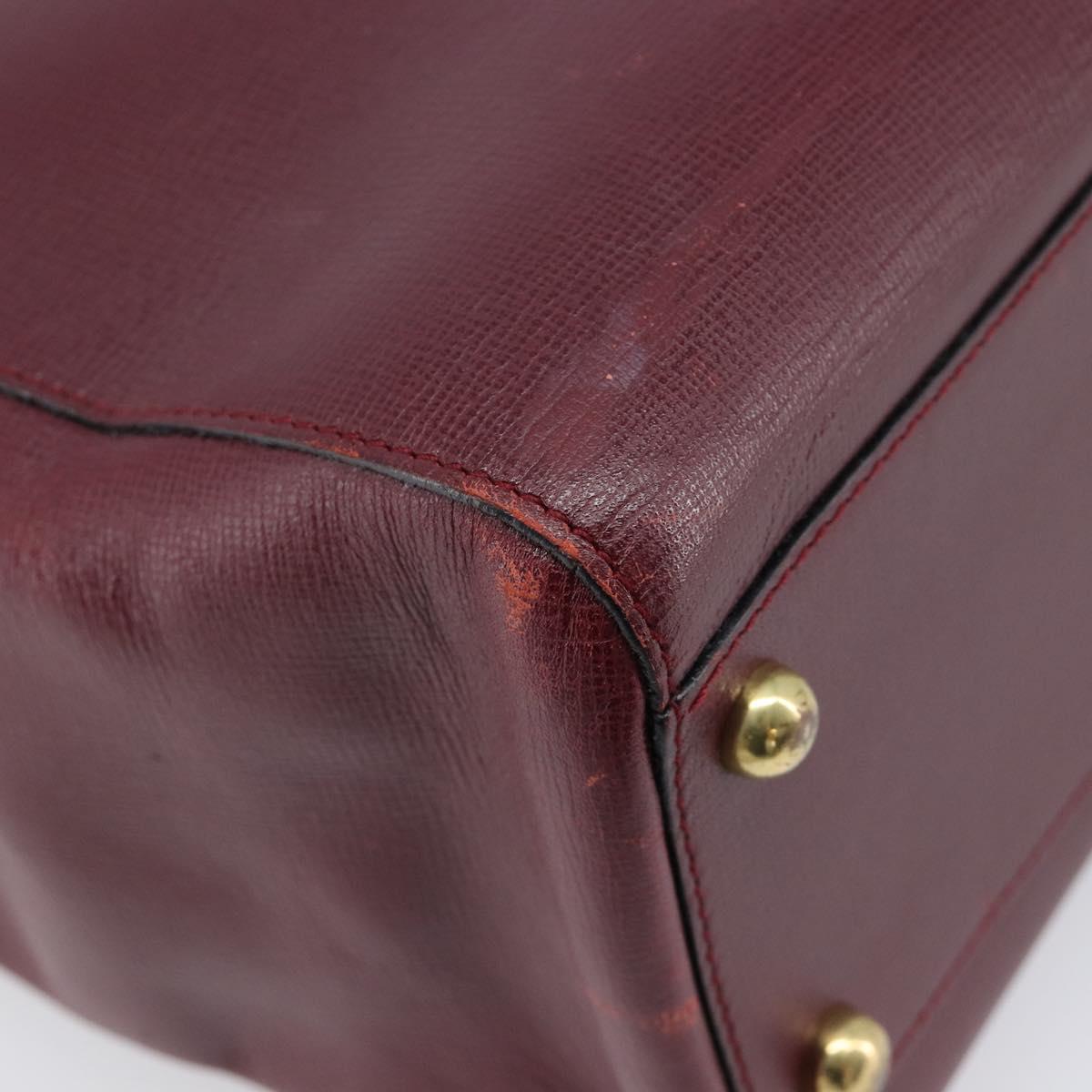 Cartier Must Line Tote Bag Leather Bordeaux Gold Auth 214910A