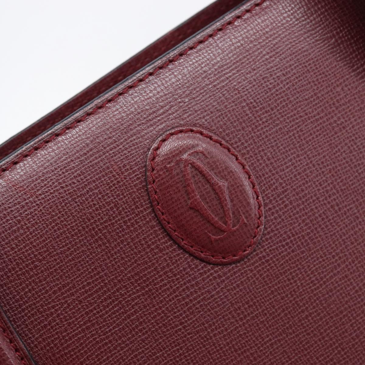 Cartier Must Line Tote Bag Leather Bordeaux Gold Auth 214910A