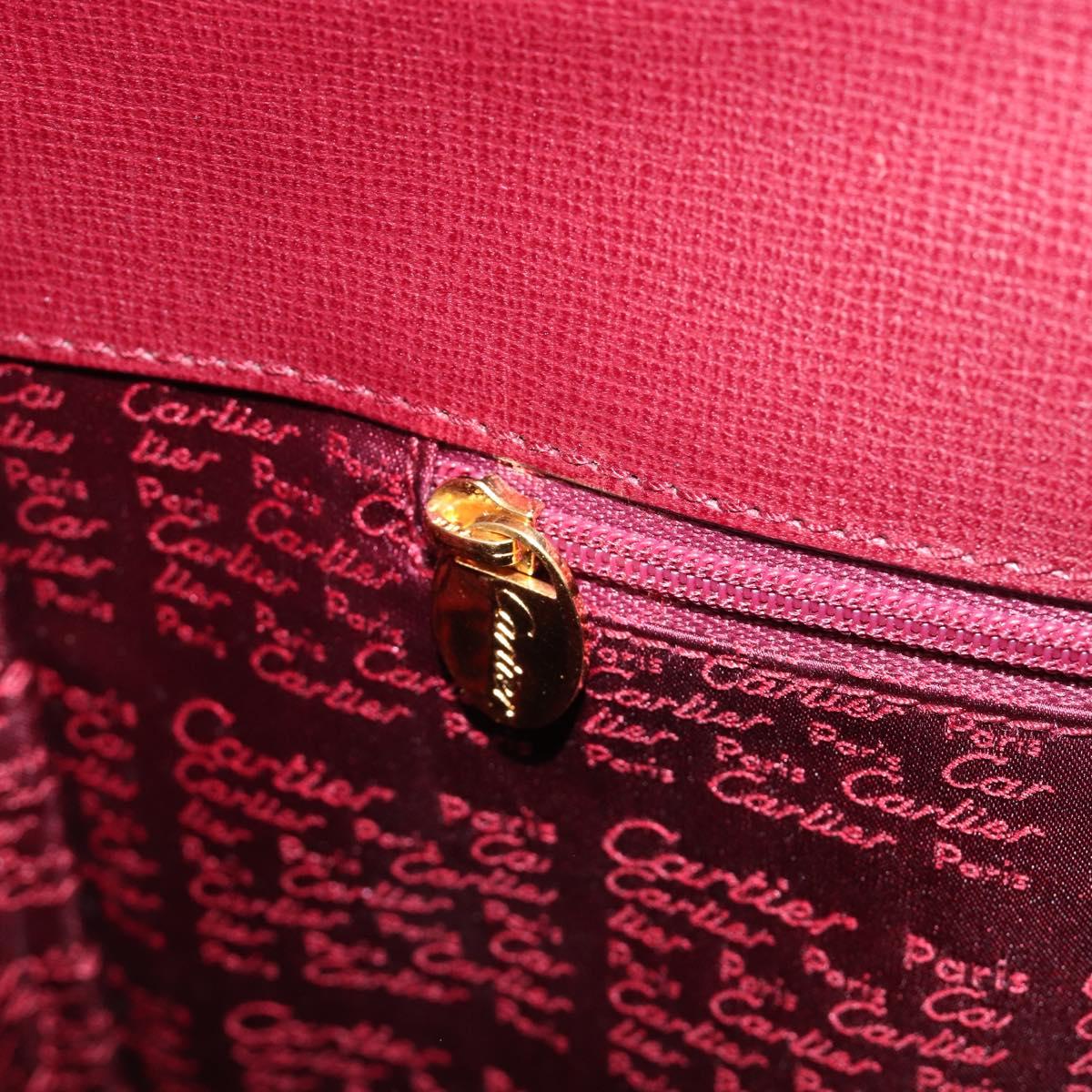 Cartier Must Line Tote Bag Leather Bordeaux Gold Auth 214910A