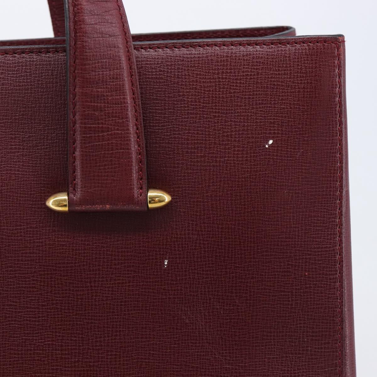 Cartier Must Line Tote Bag Leather Bordeaux Gold Auth 214910A