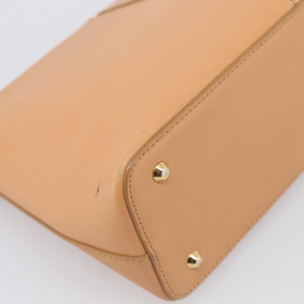 BURBERRY Shoulder Bag Leather Beige Gold Auth 214911A