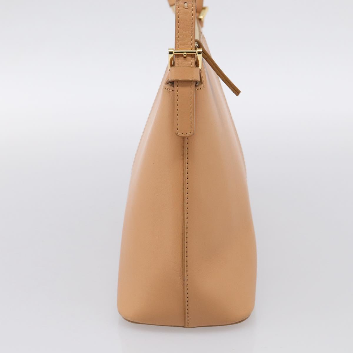 BURBERRY Shoulder Bag Leather Beige Gold Auth 214911A