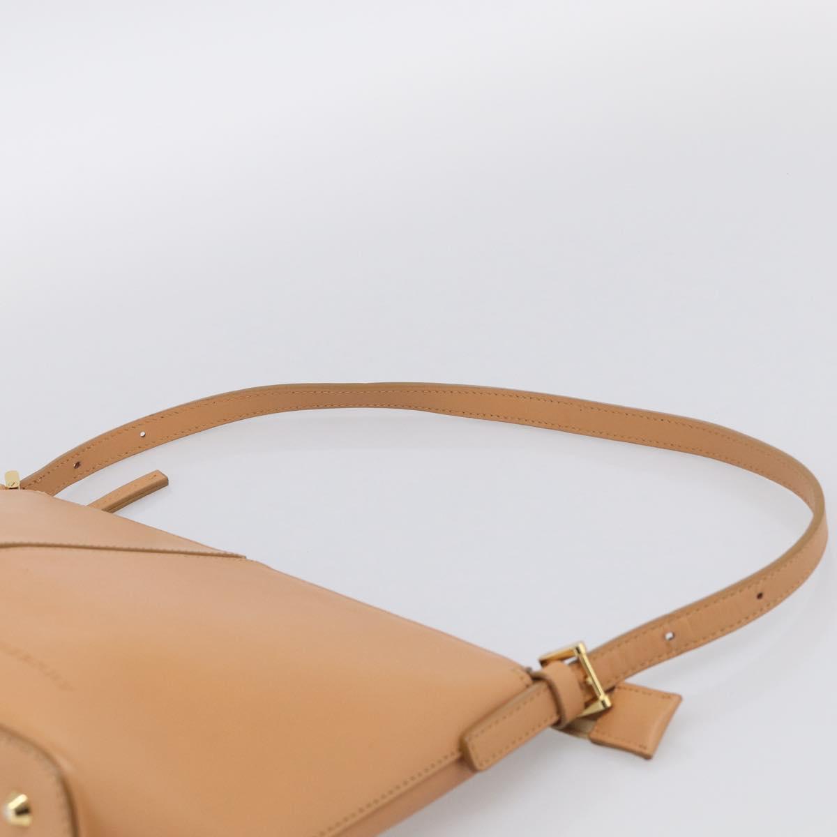 BURBERRY Shoulder Bag Leather Beige Gold Auth 214911A