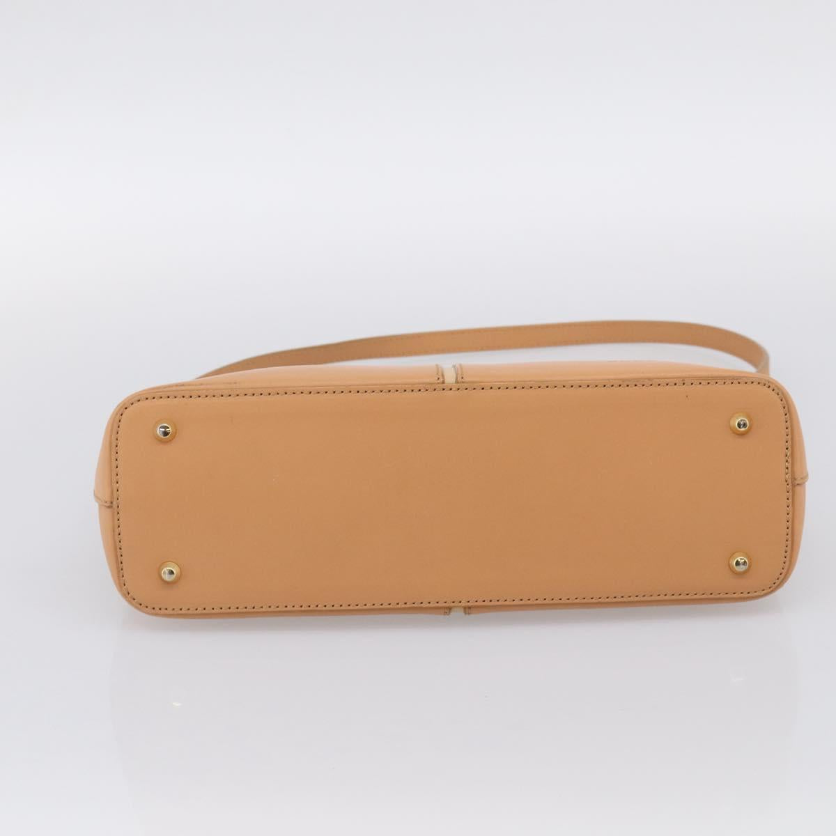 BURBERRY Shoulder Bag Leather Beige Gold Auth 214911A