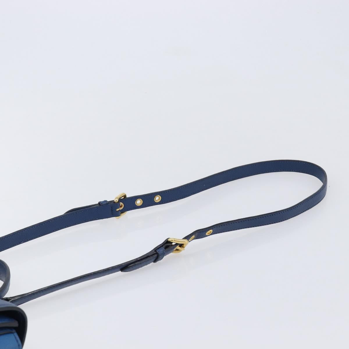 Miu Miu Madras Hand Bag Leather 2way Blue Gold Auth 214912A