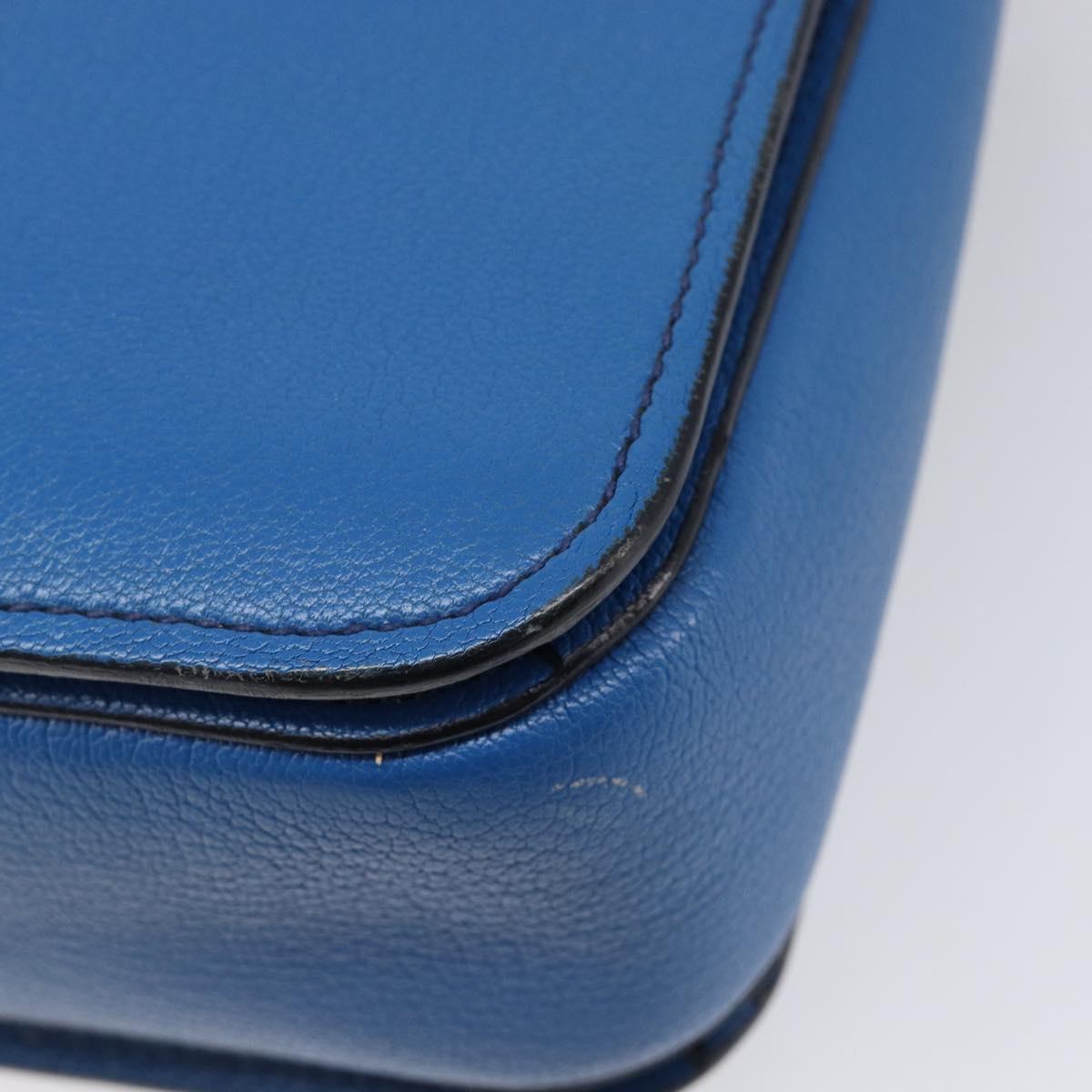 Miu Miu Madras Hand Bag Leather 2way Blue Gold Auth 214912A