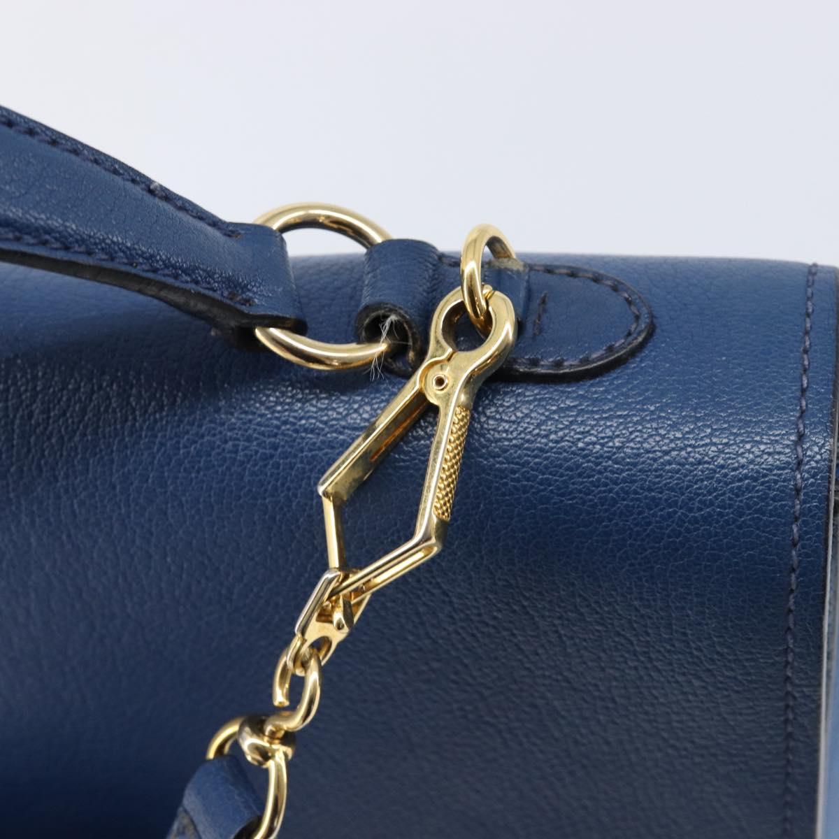 Miu Miu Madras Hand Bag Leather 2way Blue Gold Auth 214912A