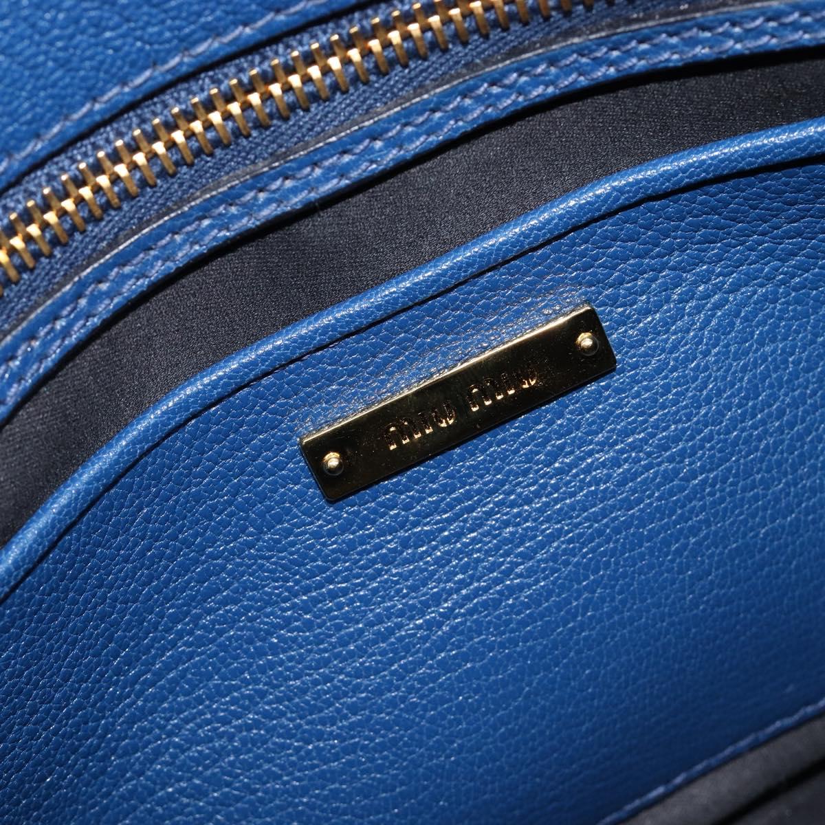 Miu Miu Madras Hand Bag Leather 2way Blue Gold Auth 214912A