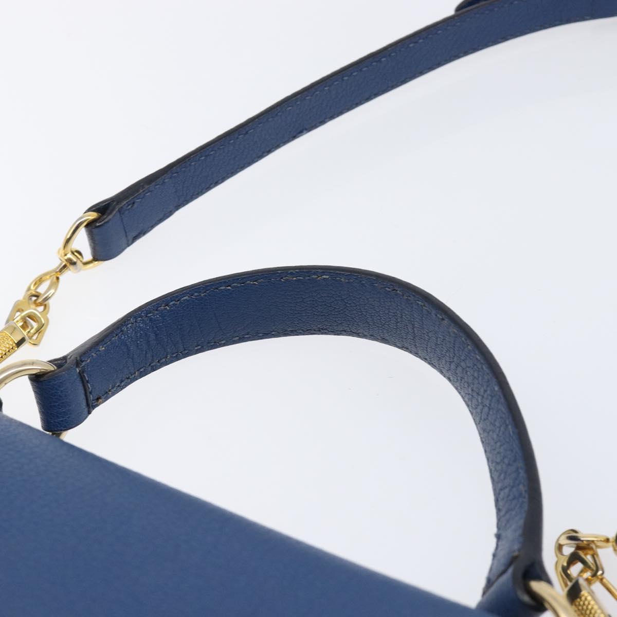 Miu Miu Madras Hand Bag Leather 2way Blue Gold Auth 214912A