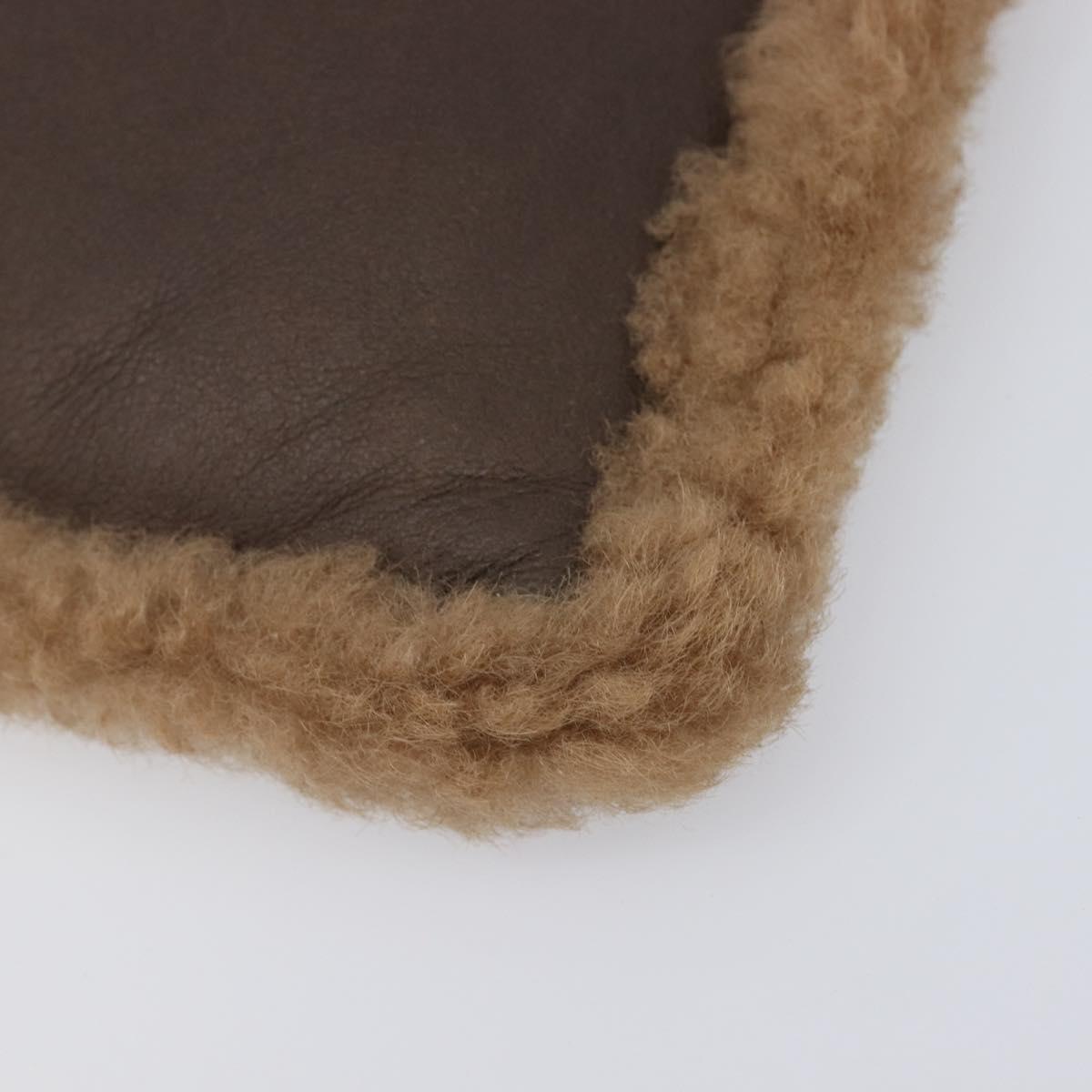 LOEWE Clutch Bag Leather Mouton Brown Silver Auth 214913A