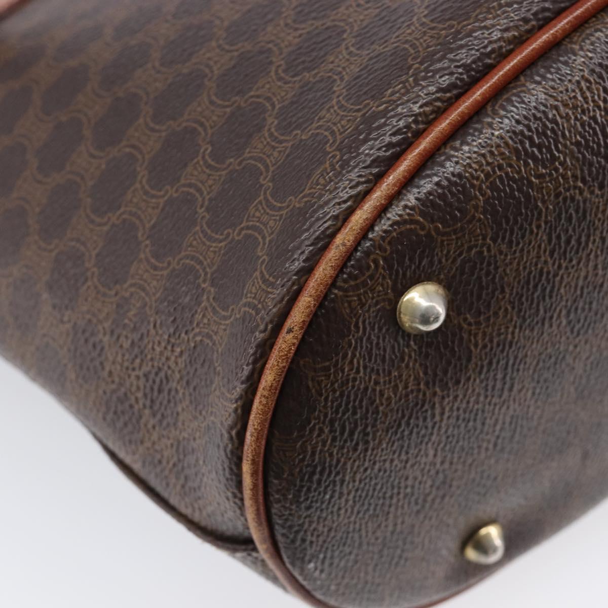 CELINE Macadam Canvas Tote Bag PVC Leather Brown Gold Auth 214916
