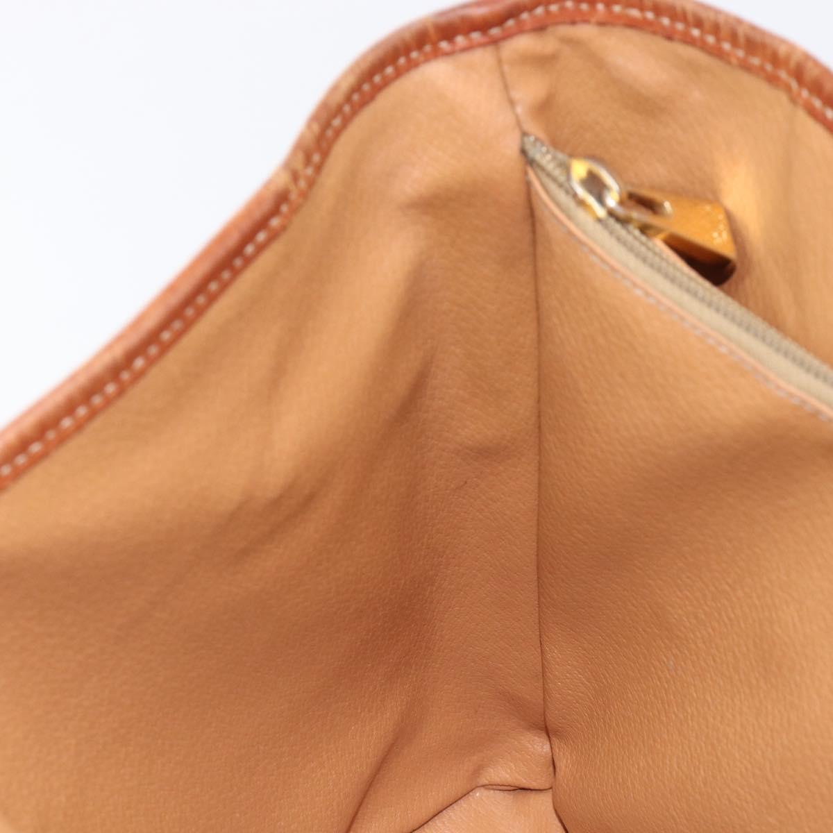 CELINE Macadam Canvas Tote Bag PVC Leather Brown Gold Auth 214916