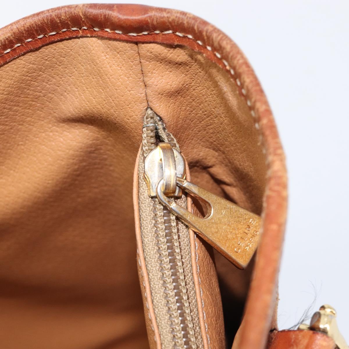 CELINE Macadam Canvas Tote Bag PVC Leather Brown Gold Auth 214916