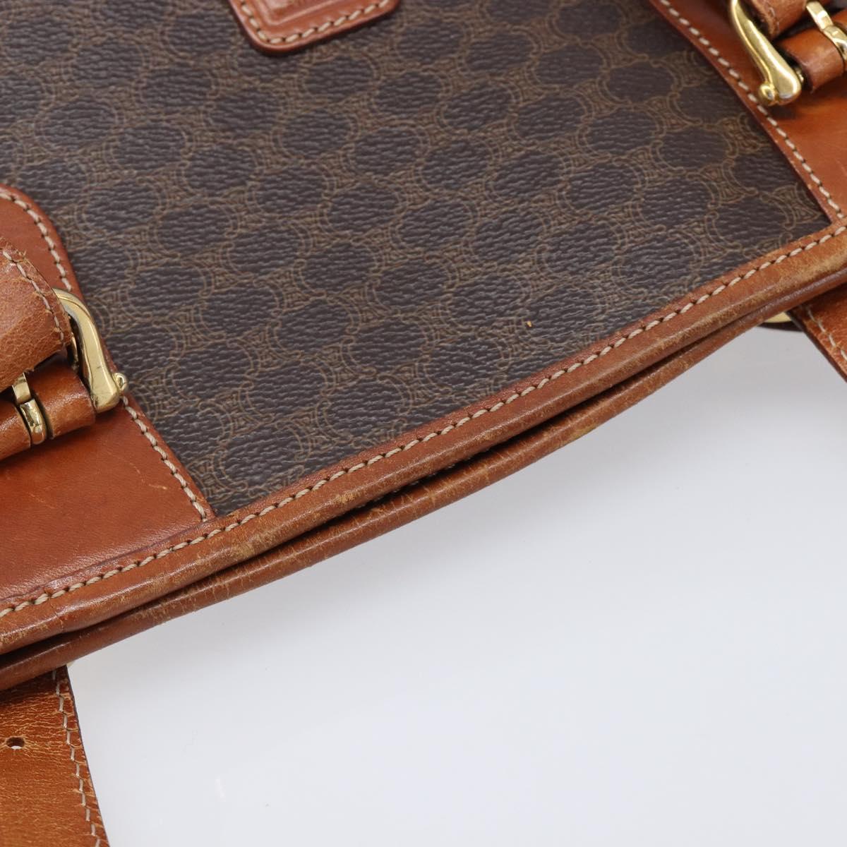CELINE Macadam Canvas Tote Bag PVC Leather Brown Gold Auth 214916