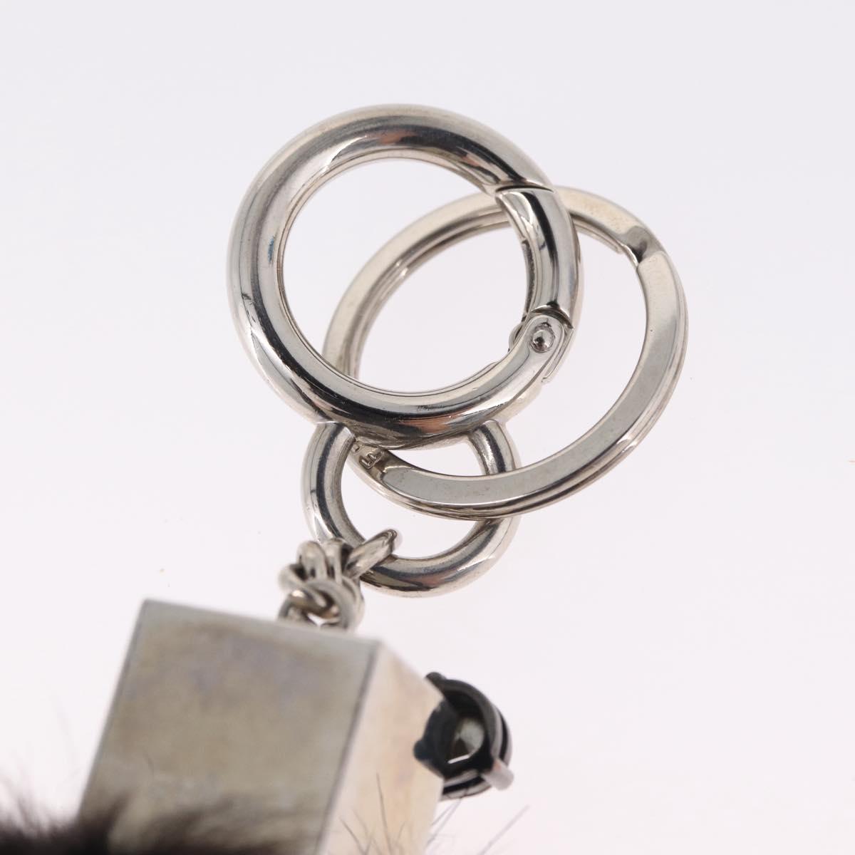 FENDI Key Holder metal Black Silver Auth 214917M