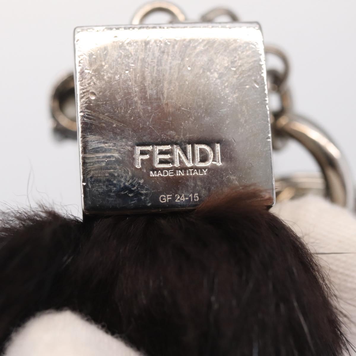 FENDI Key Holder metal Black Silver Auth 214917M