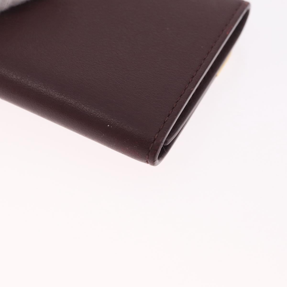 Cartier Must Line Key Case Leather Bordeaux Gold Auth 214918V