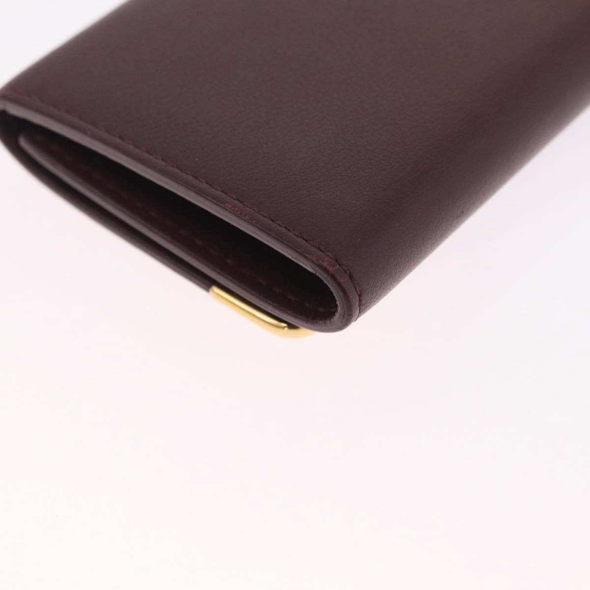 Cartier Must Line Key Case Leather Bordeaux Gold Auth 214918V