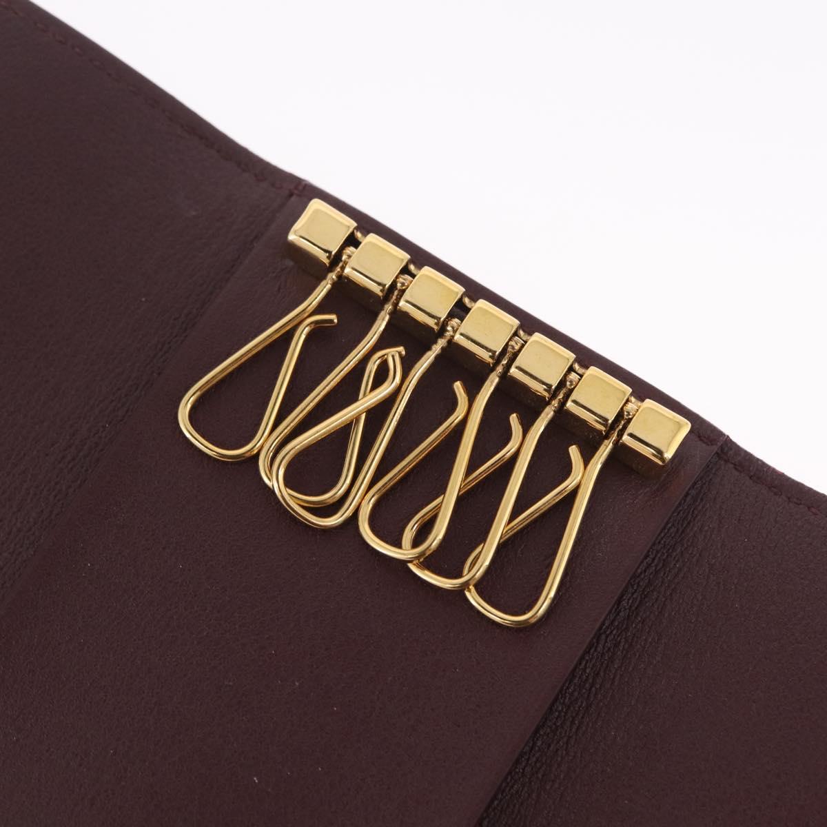 Cartier Must Line Key Case Leather Bordeaux Gold Auth 214918V