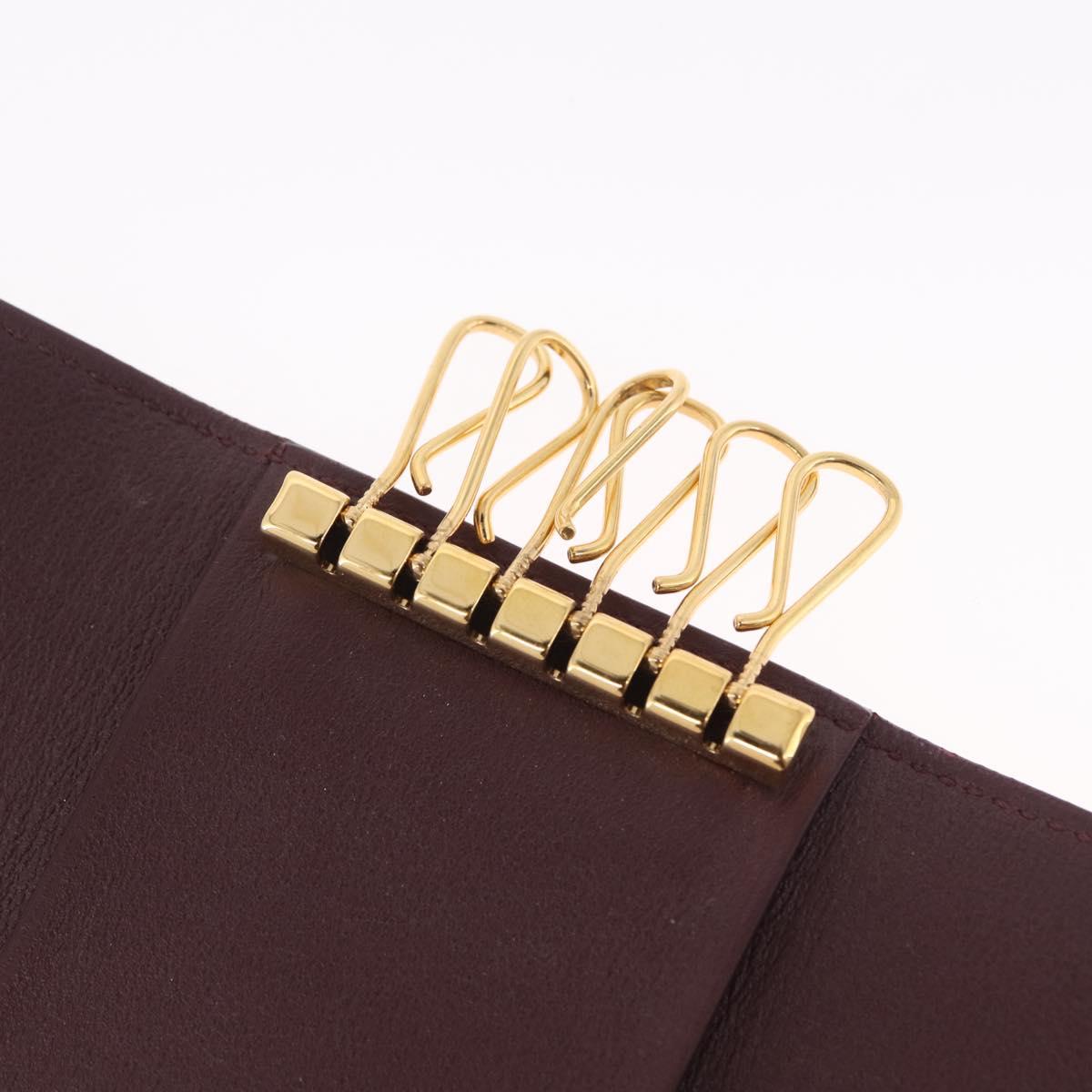 Cartier Must Line Key Case Leather Bordeaux Gold Auth 214918V