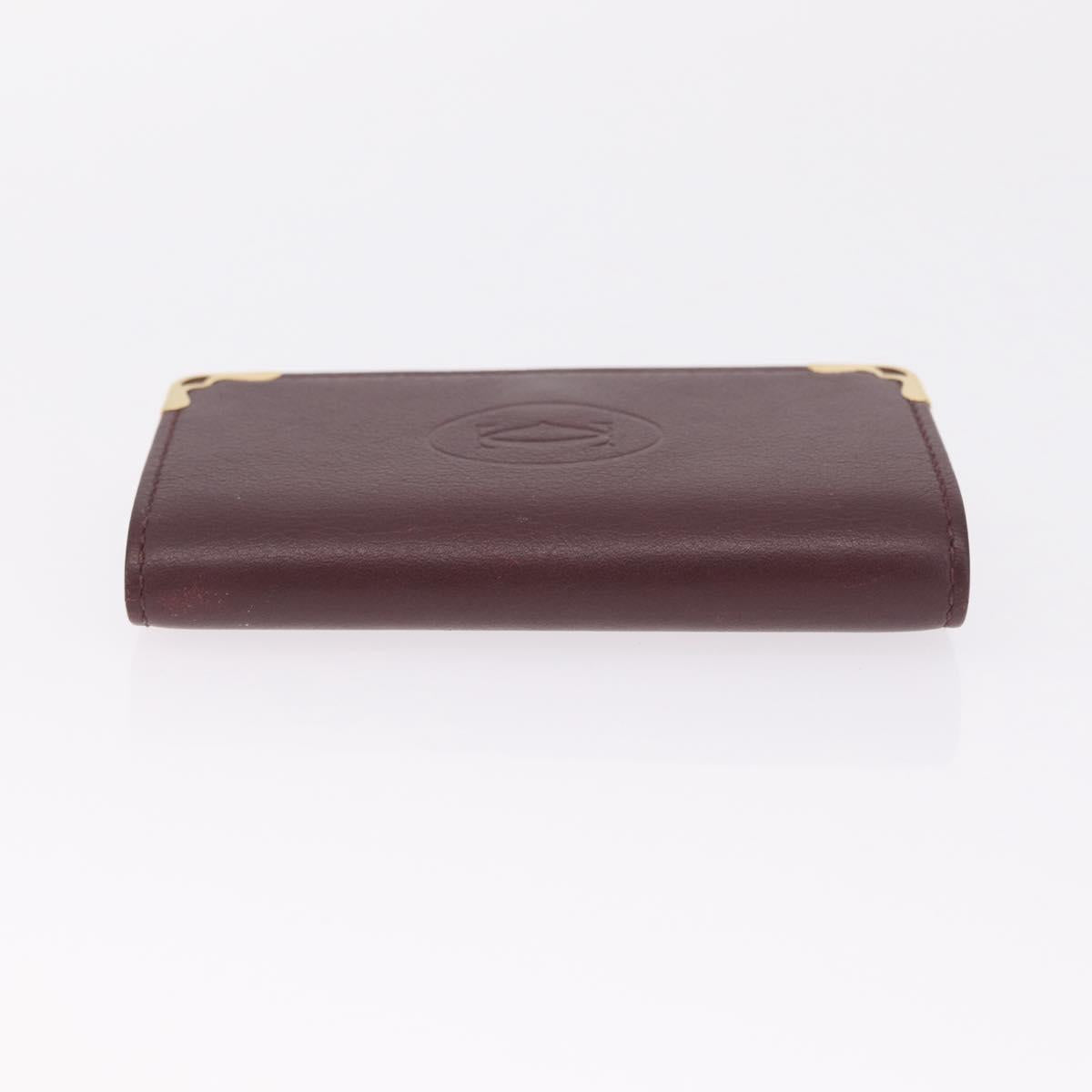 Cartier Must Line Key Case Leather Bordeaux Gold Auth 214918V