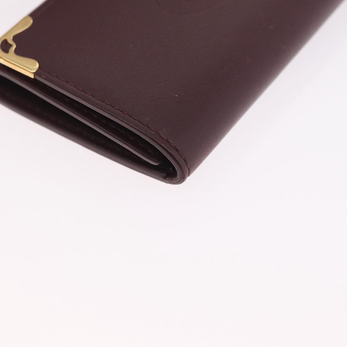 Cartier Must Line Key Case Leather Bordeaux Gold Auth 214918V