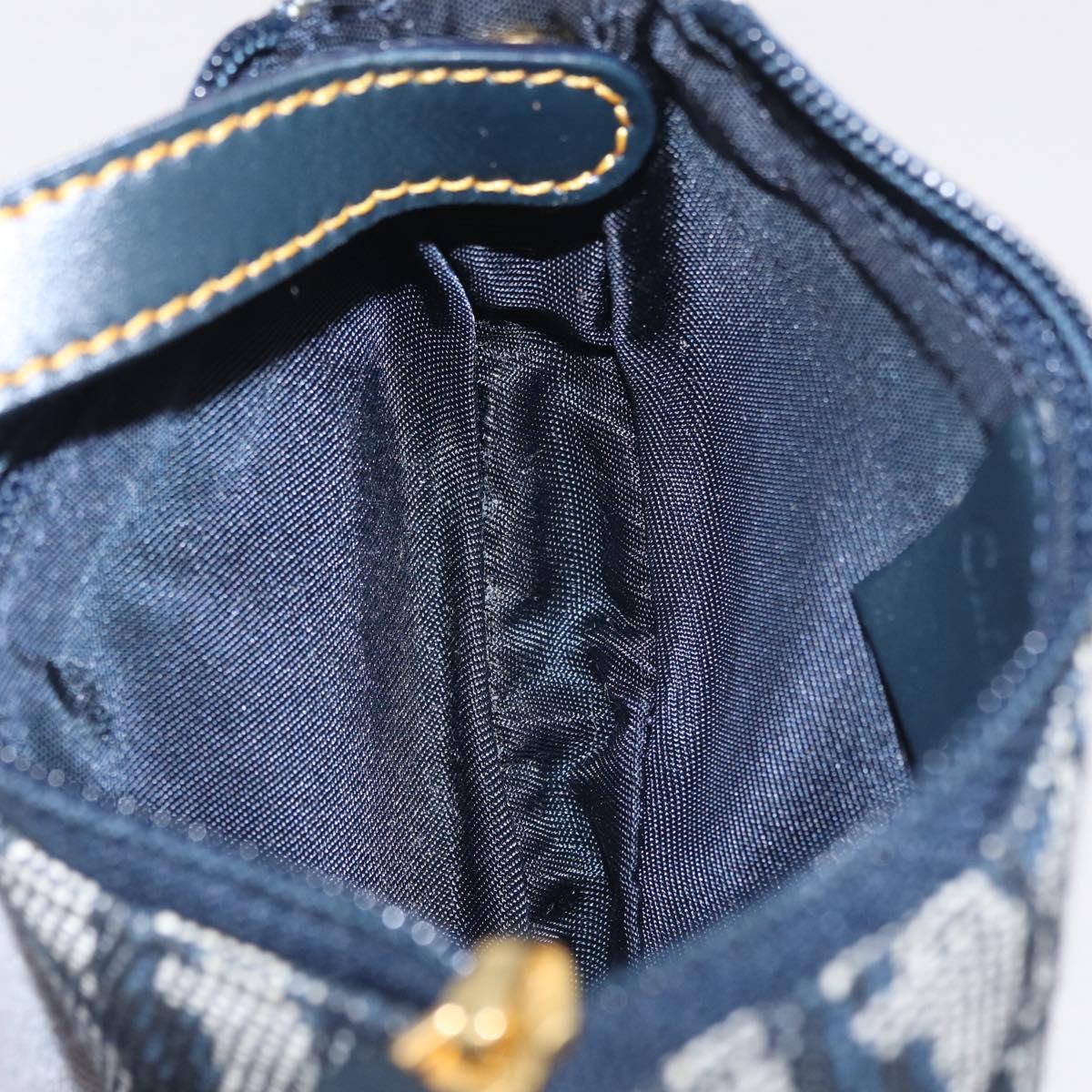 Christian Dior Trotter Canvas saddle Pouch Navy Gold Auth 214920V