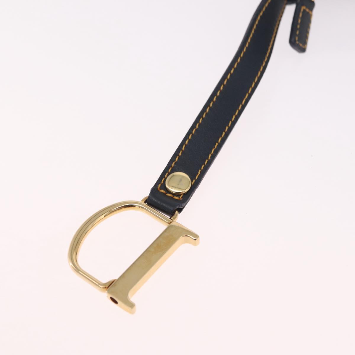 Christian Dior Trotter Canvas saddle Pouch Navy Gold Auth 214920V