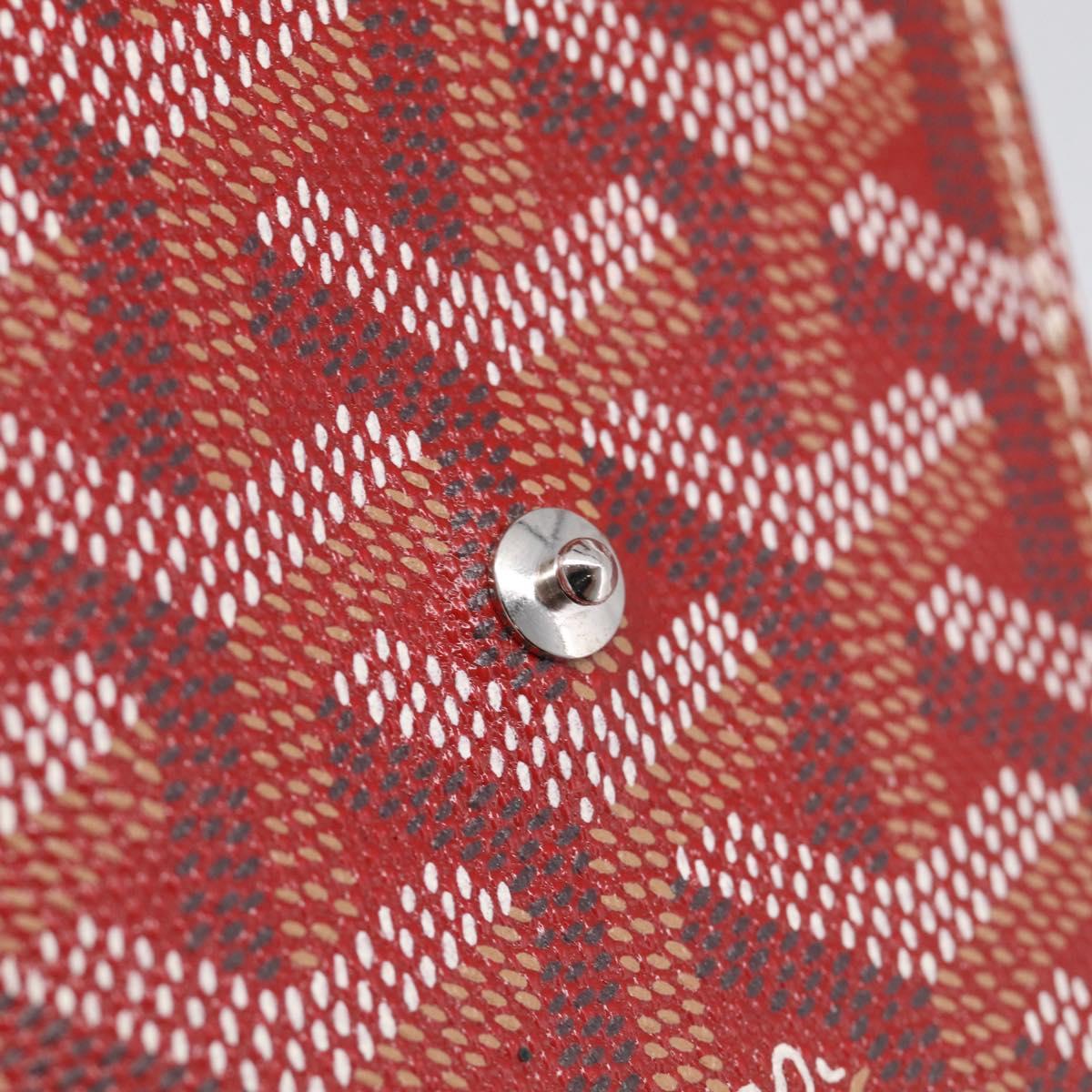 Goyard Herringbone Key Case PVC Red Silver Auth 214921M