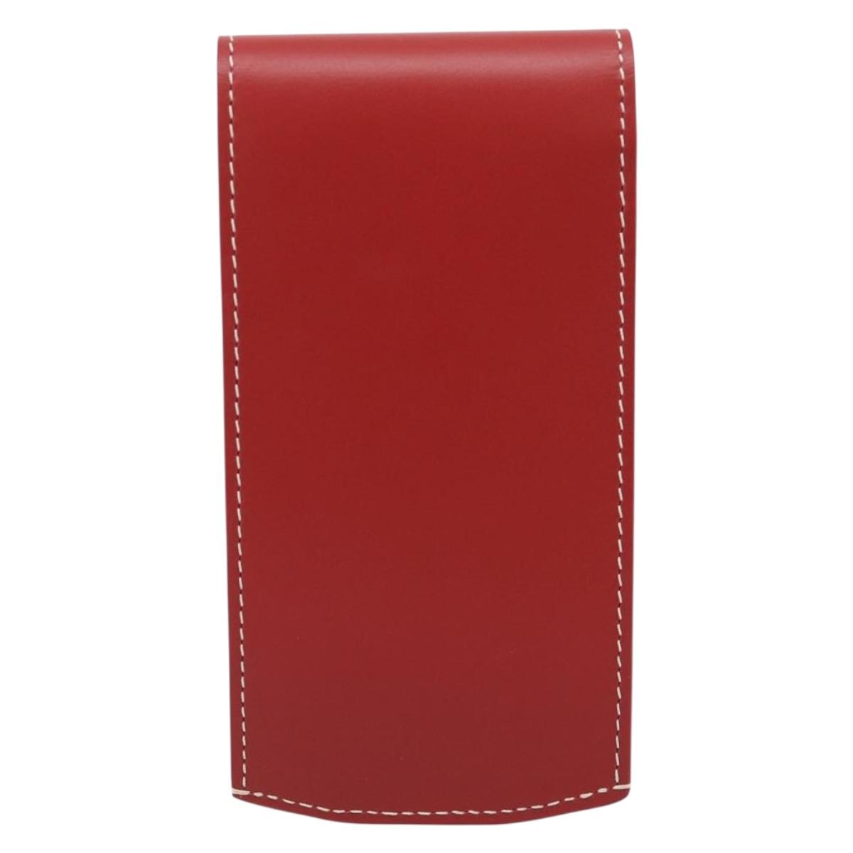 Goyard Herringbone Key Case PVC Red Silver Auth 214921M
