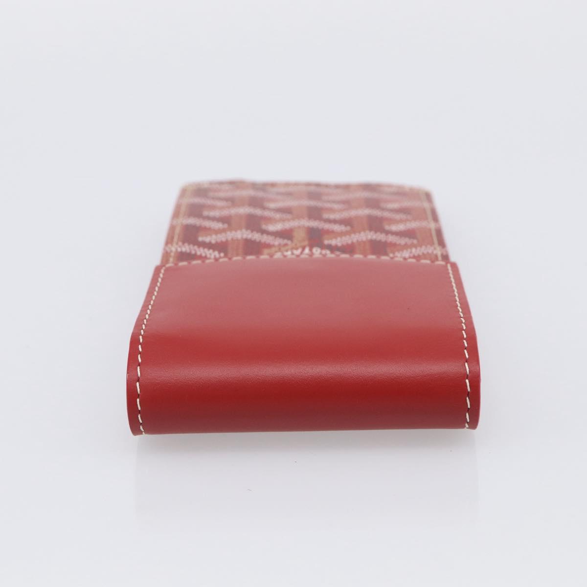 Goyard Herringbone Key Case PVC Red Silver Auth 214921M