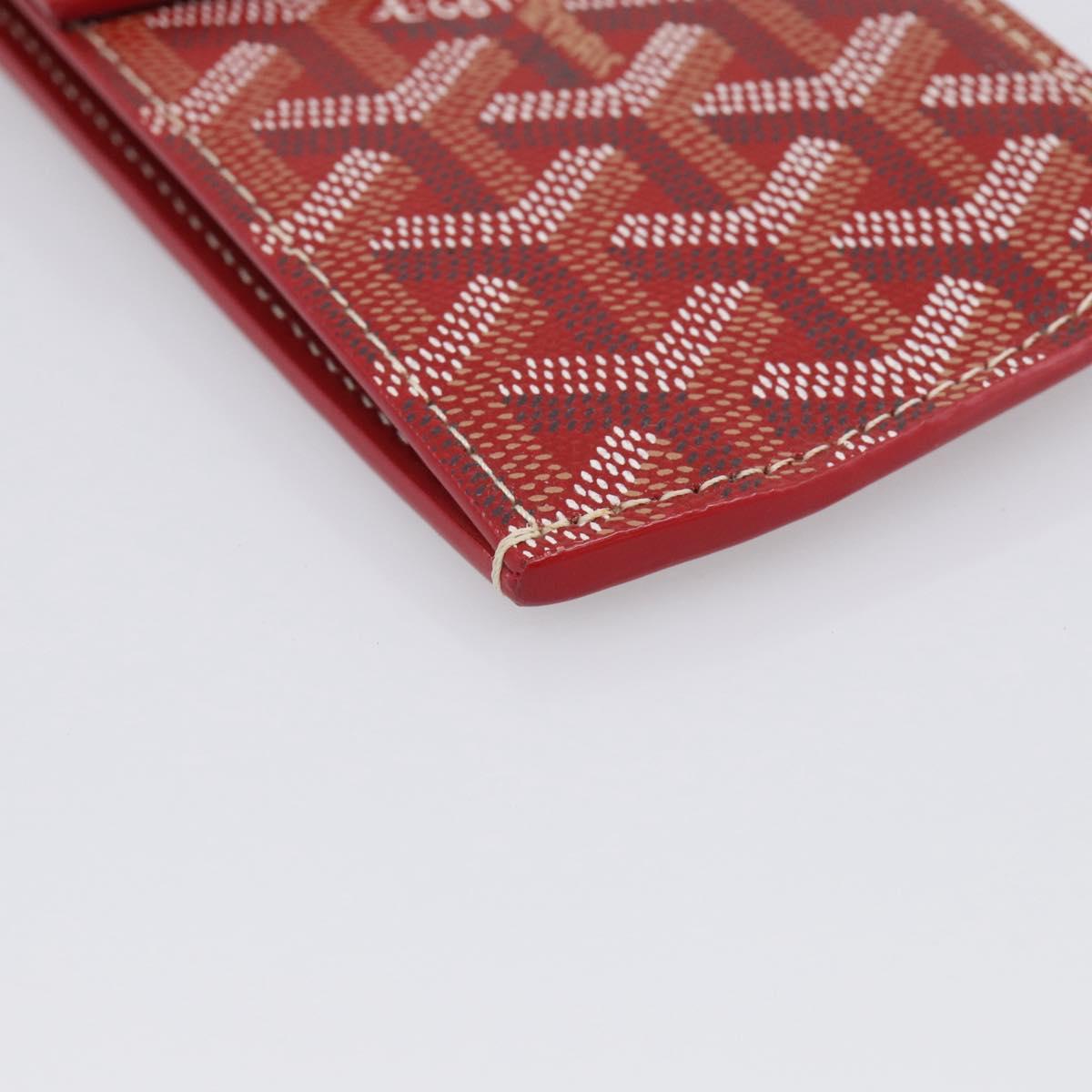 Goyard Herringbone Key Case PVC Red Silver Auth 214921M