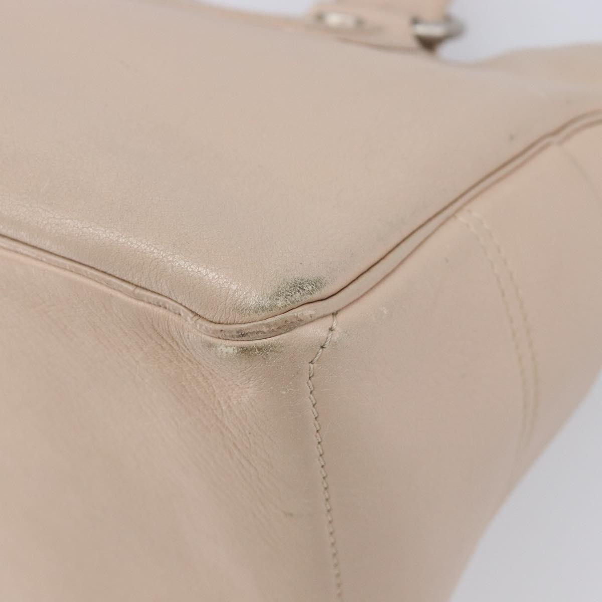 CELINE Boogie Bag Hand Bag Leather Beige Silver Auth 214923