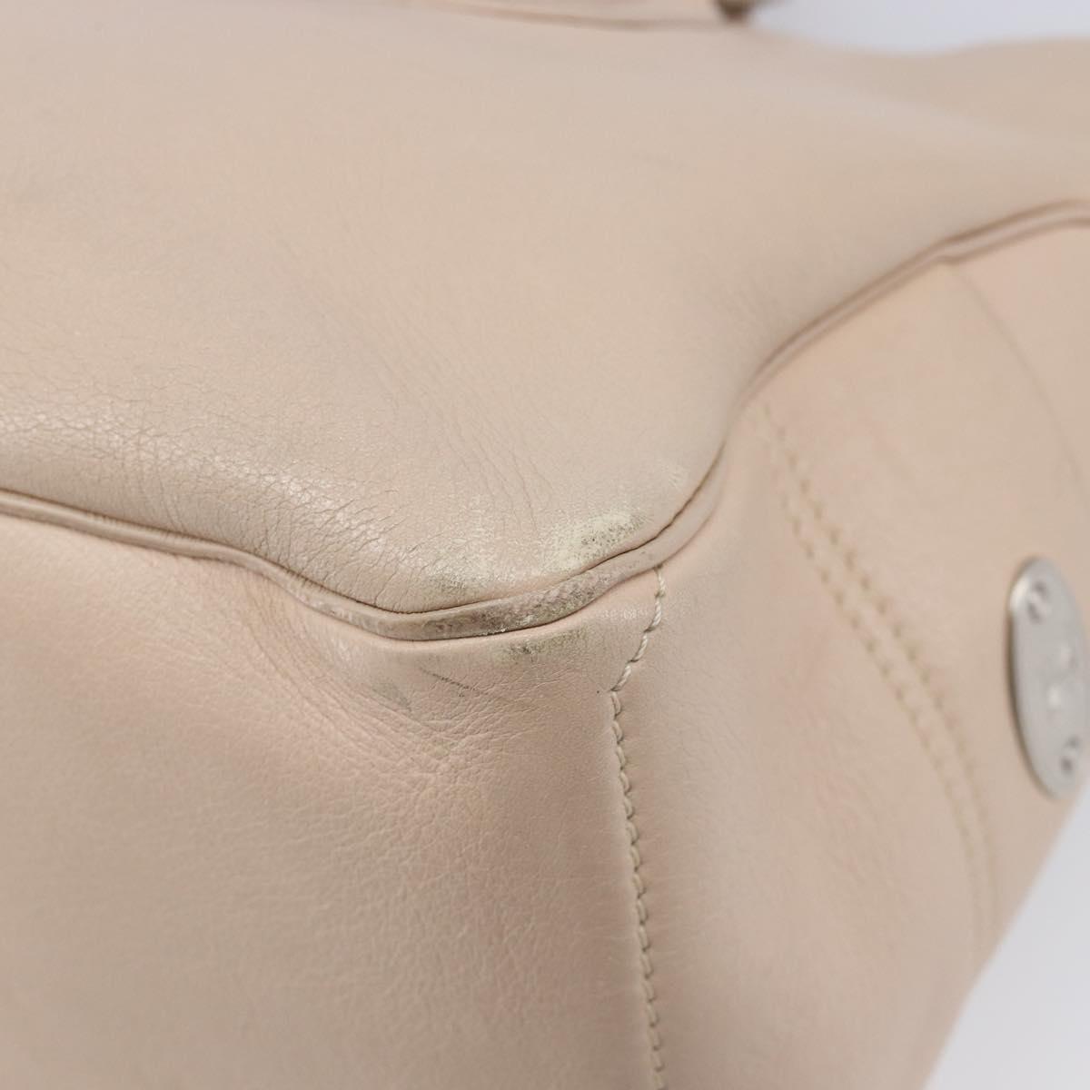 CELINE Boogie Bag Hand Bag Leather Beige Silver Auth 214923