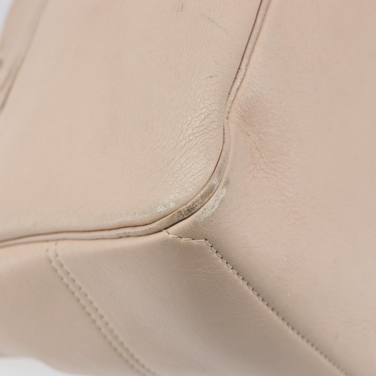 CELINE Boogie Bag Hand Bag Leather Beige Silver Auth 214923