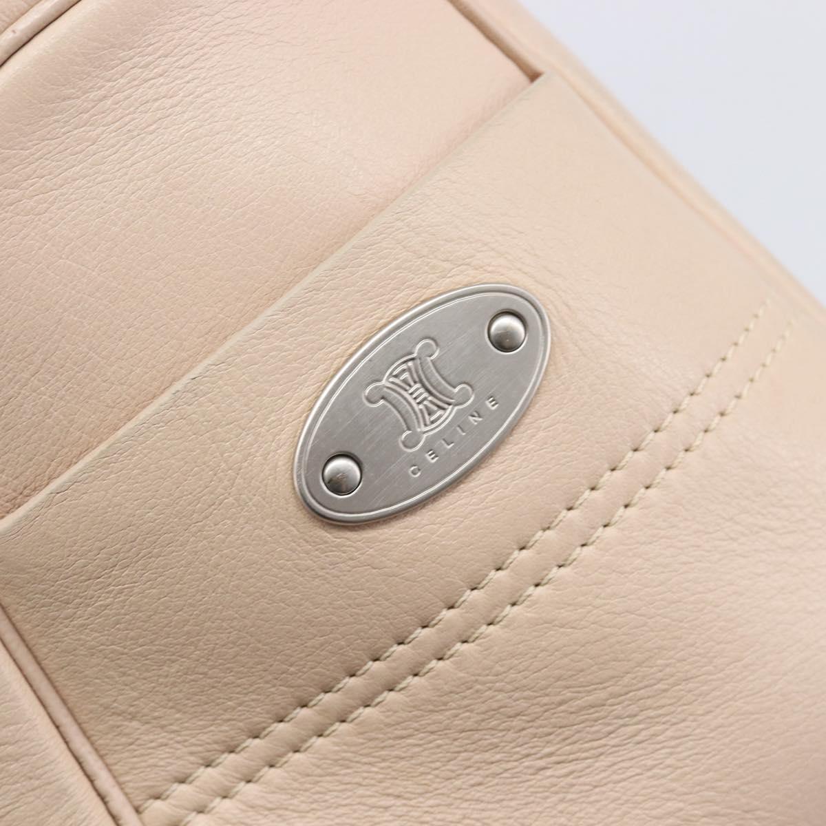 CELINE Boogie Bag Hand Bag Leather Beige Silver Auth 214923