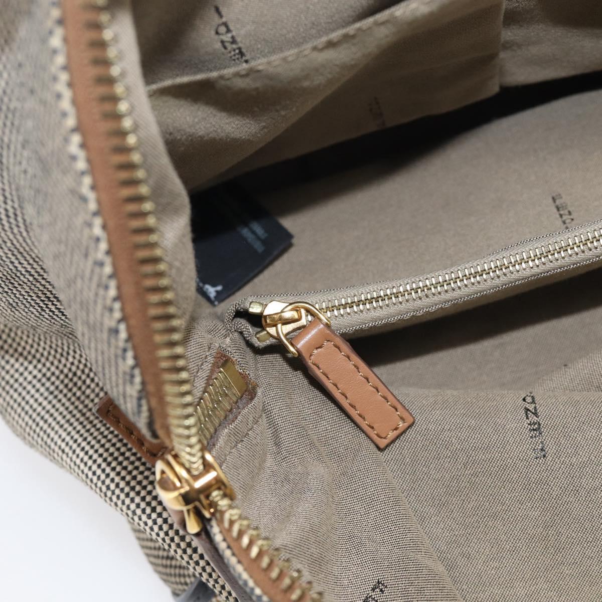 FENDI Chameleon Bag Boston Bag Canvas Beige Gold Auth 214925