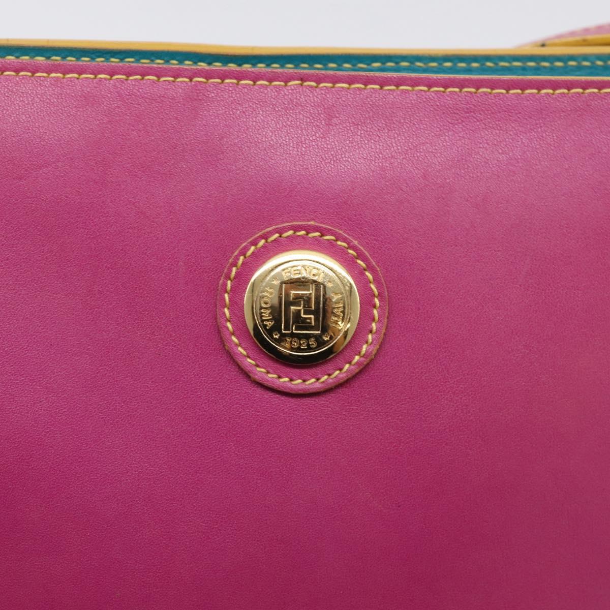 FENDI Shoulder Bag Leather Pink Gold Auth 214926A