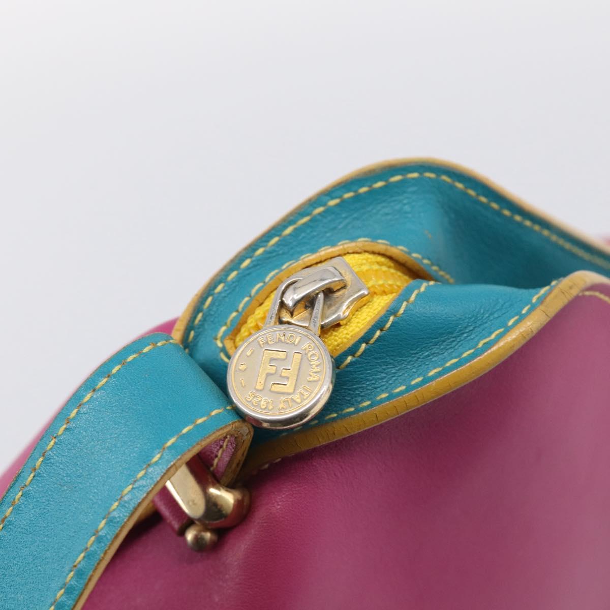 FENDI Shoulder Bag Leather Pink Gold Auth 214926A