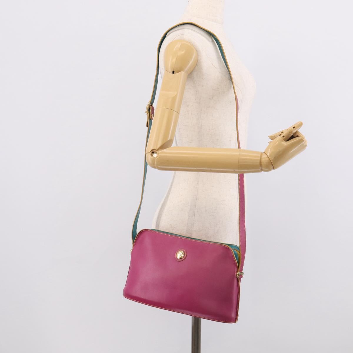 FENDI Shoulder Bag Leather Pink Gold Auth 214926A