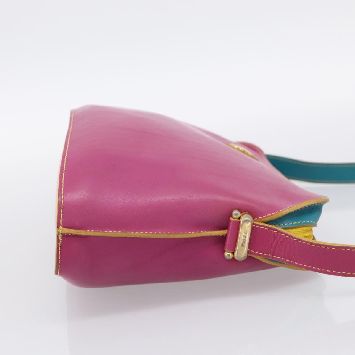 FENDI Shoulder Bag Leather Pink Gold Auth 214926A